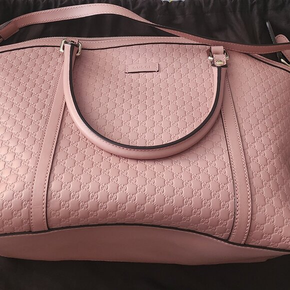 Gucci Handbags - GUCCI - AUTHENTIC PINK LEATHER MICRO GUCCISIMA TOTE